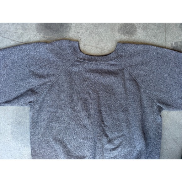 VTG 80s Steinwurtzel Raglan Crewneck Blank Sweatshirt Sz L Dark Gray Made USA - Picture 3 of 7